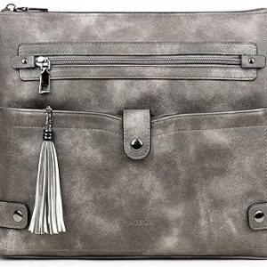 Classic Faux Leather Crossbody Bag – Grey