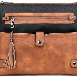 Classic Faux Leather Crossbody Bag – Brown